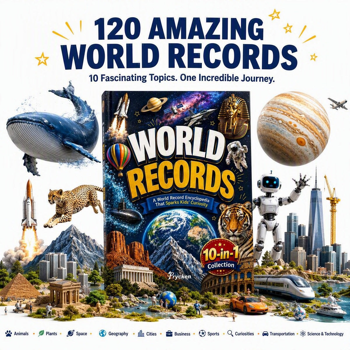 World Records Book A World Record Encyclopedia That Sparks Curiosity A 10-in-1 Illustrated Book