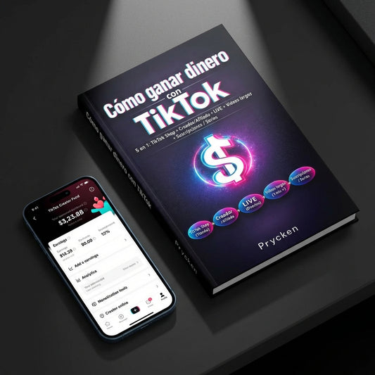 Prycken  Cómo ganar dinero con TikTok，5 en 1: TikTok Shop + Creador/Afiliado + LIVE + Videos largos + Suscripciones / Series.