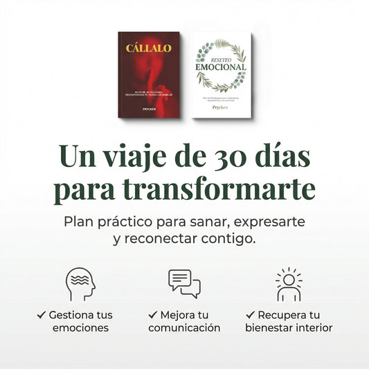 Prycken Pack de Reinicio Personal: 30 días de sanación emocional + 30 días para mejorar tu comunicación|Pon tus emociones en su lugar, y di lo correcto en el momento justo